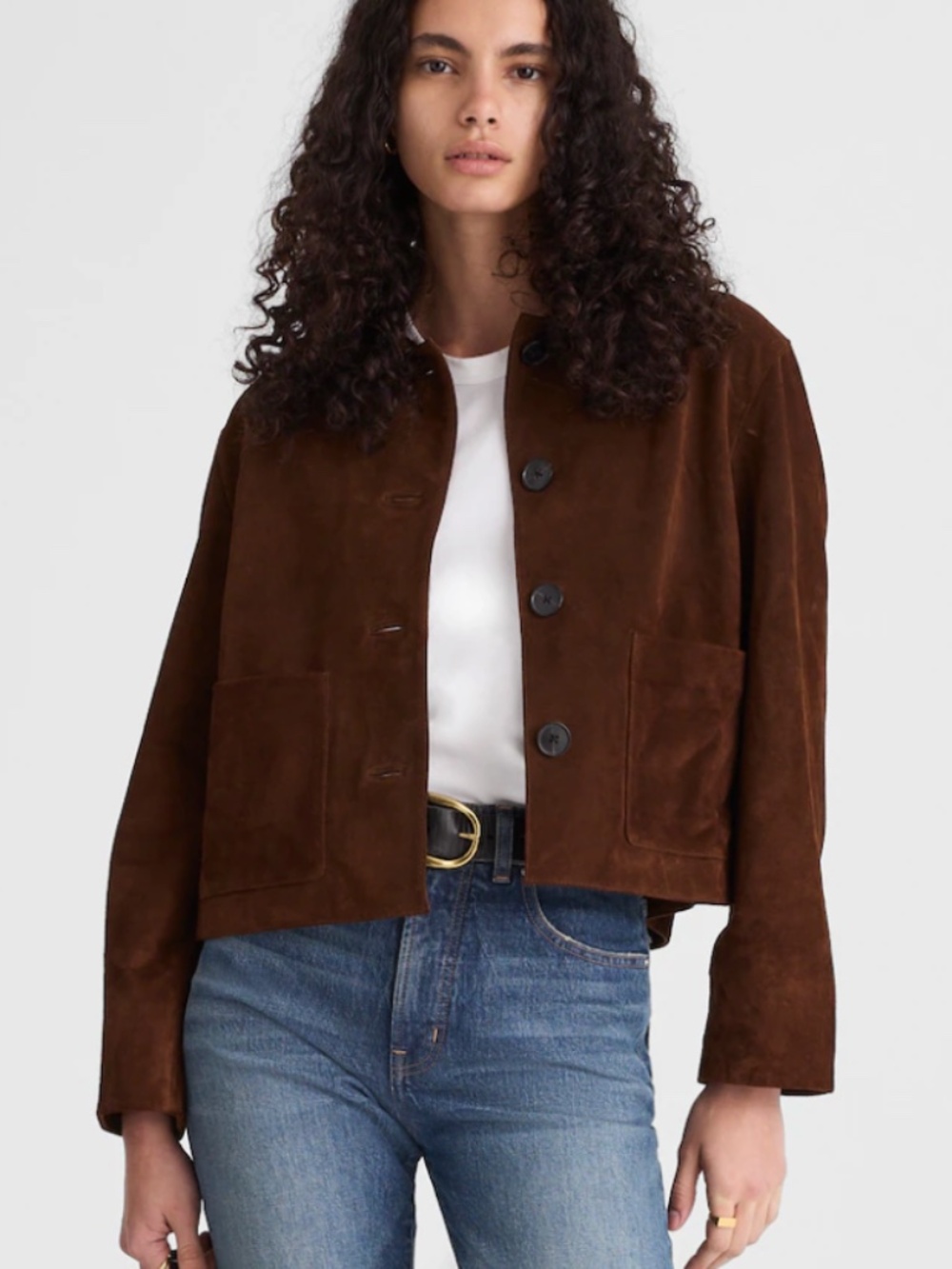 (NWOT) Madewell Boxy-Crop Jacket in Suede